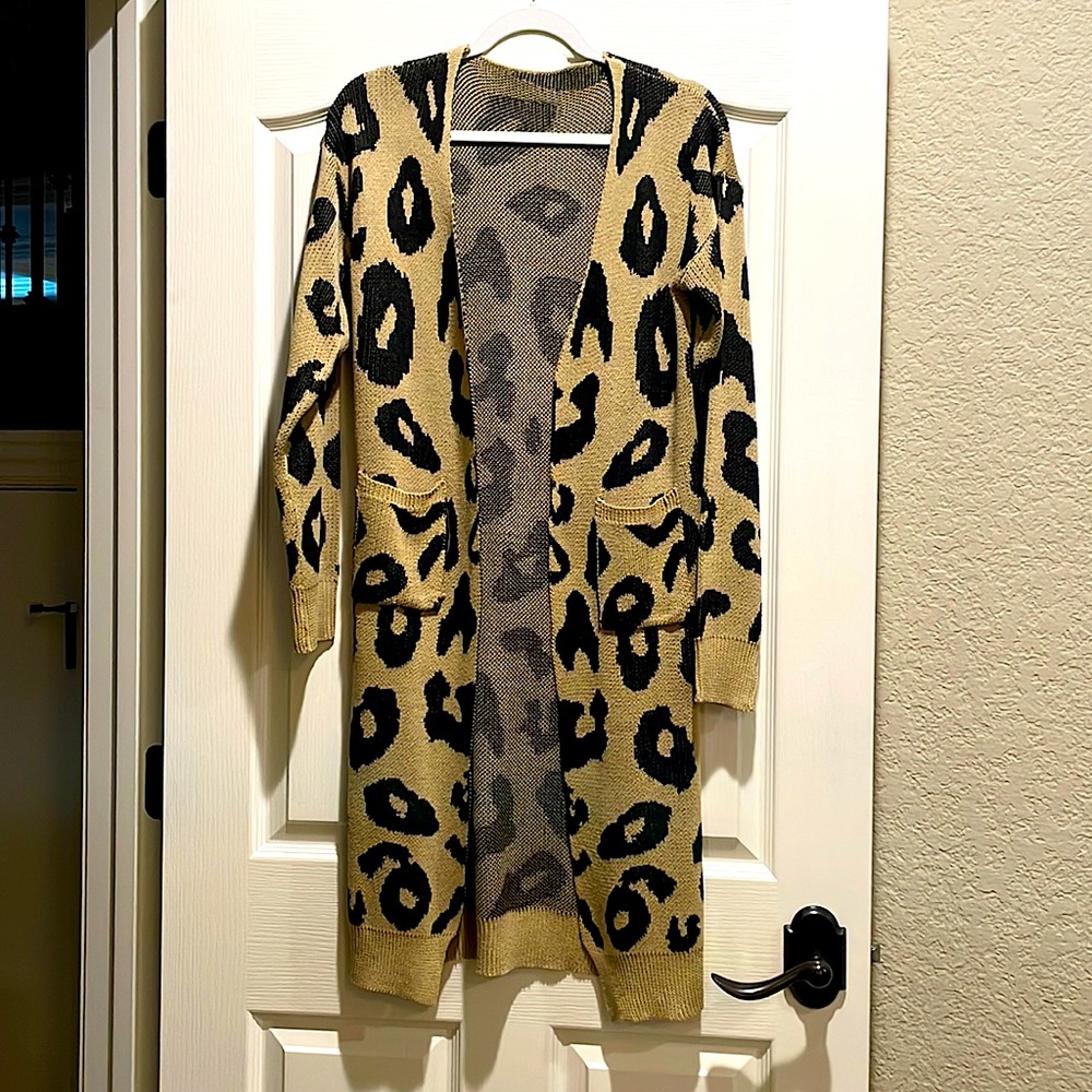 Leopard Print Long Cardigan Size Small